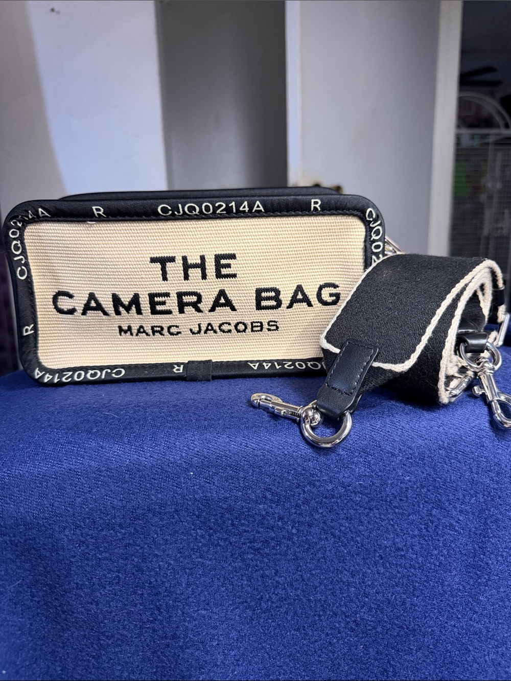 Marc Jacobs Black & Cream Canvas Camera Crossbody